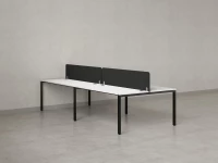 Бенч-система, 4 рабочих места, на П-образных опорах, 2 тканевых экранов 2400x1200x750 RM166-3-12x12 Белый/Черный