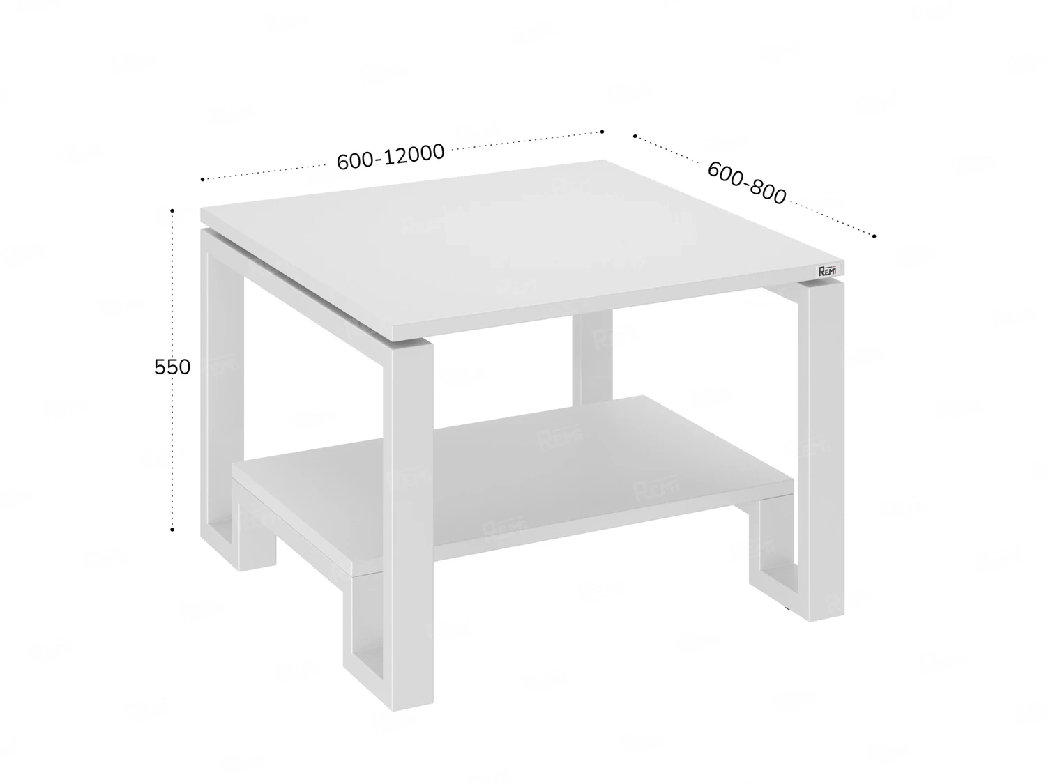 Журнальный стол с полкой 900x700x550 RM181-9x7 Белый/Белый
