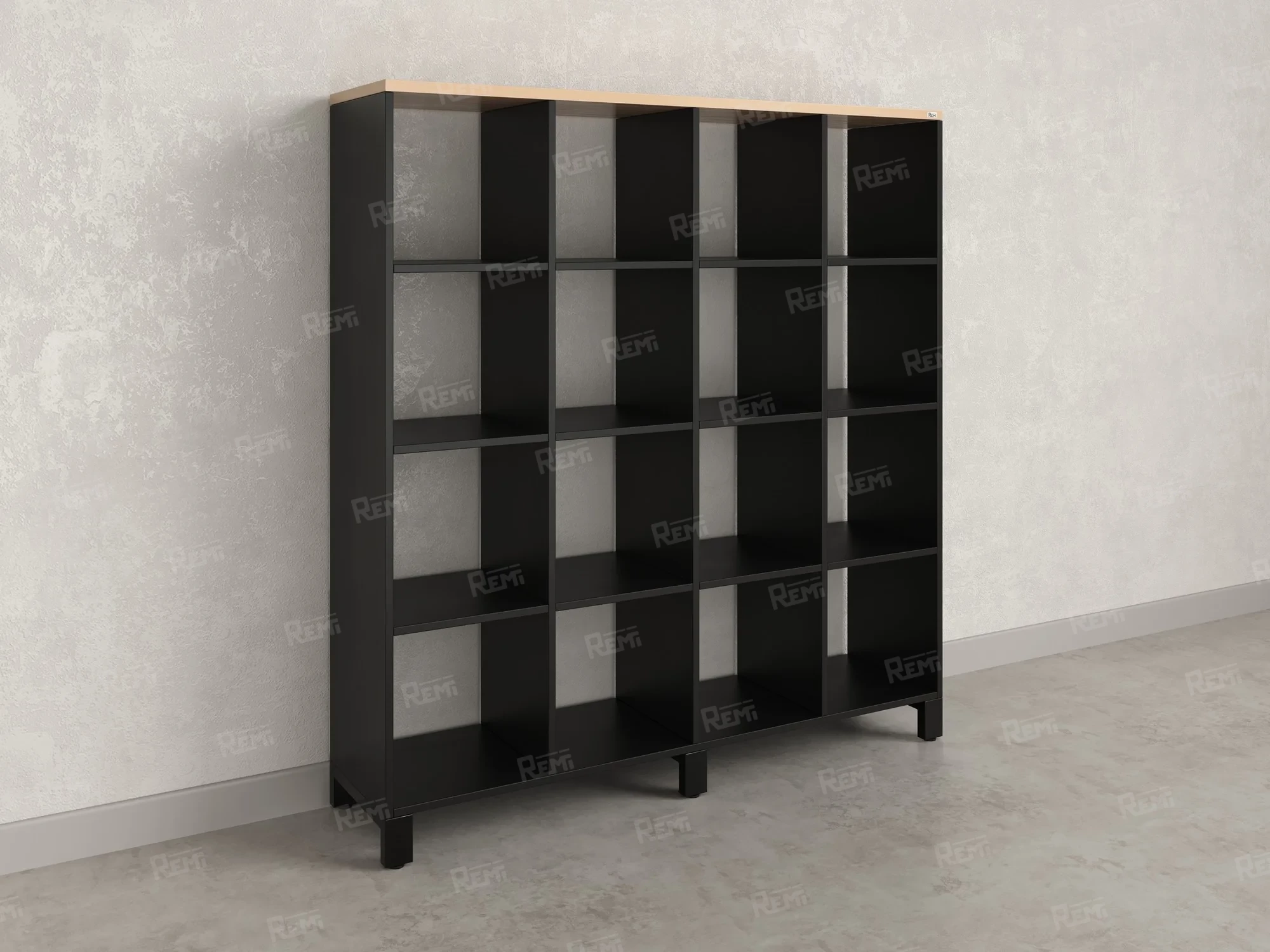 Стеллаж, 16 ячеек 1500х370х1620 RM140-15x37 Вяз Швейцарский светлый/Черный