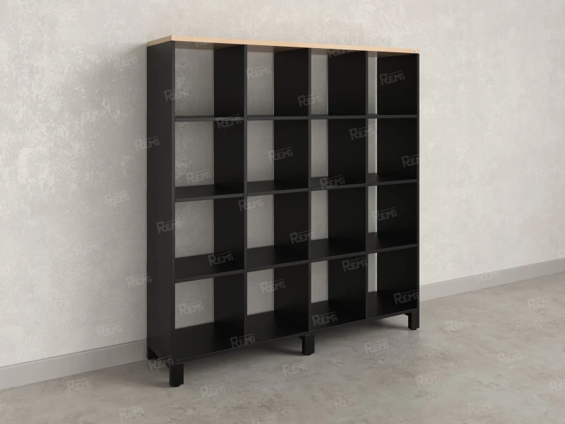 Стеллаж, 16 ячеек 1500х370х1620 RM140-15x37 Вяз Швейцарский светлый/Черный