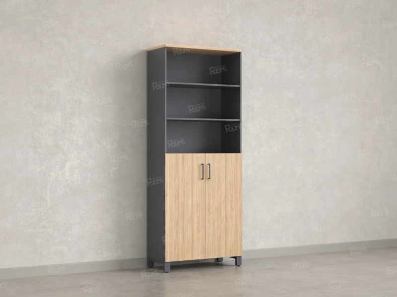 Шкаф комбинированный, 6 уровней 900x420x2200 RM154-90x41 Вяз Швейцарский светлый/Серый