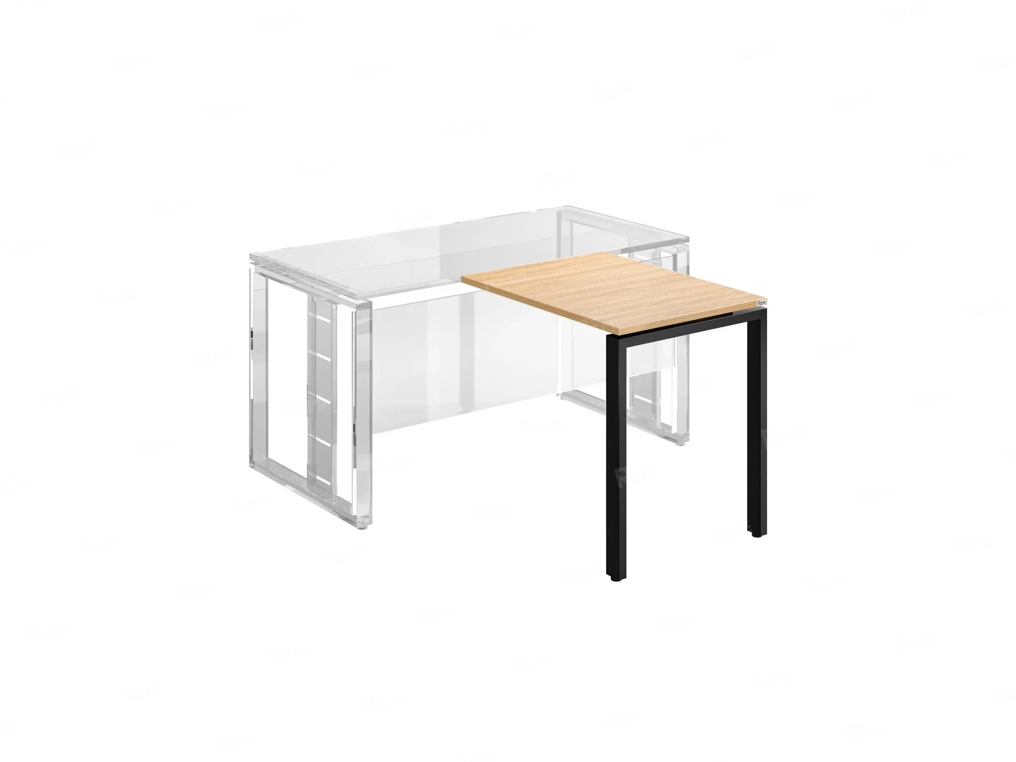 Брифинг прямой, с парящей столешнецей, на П-образном каркасе 1300x800x750 RM070-13x8 Вяз Швейцарский светлый/Черный