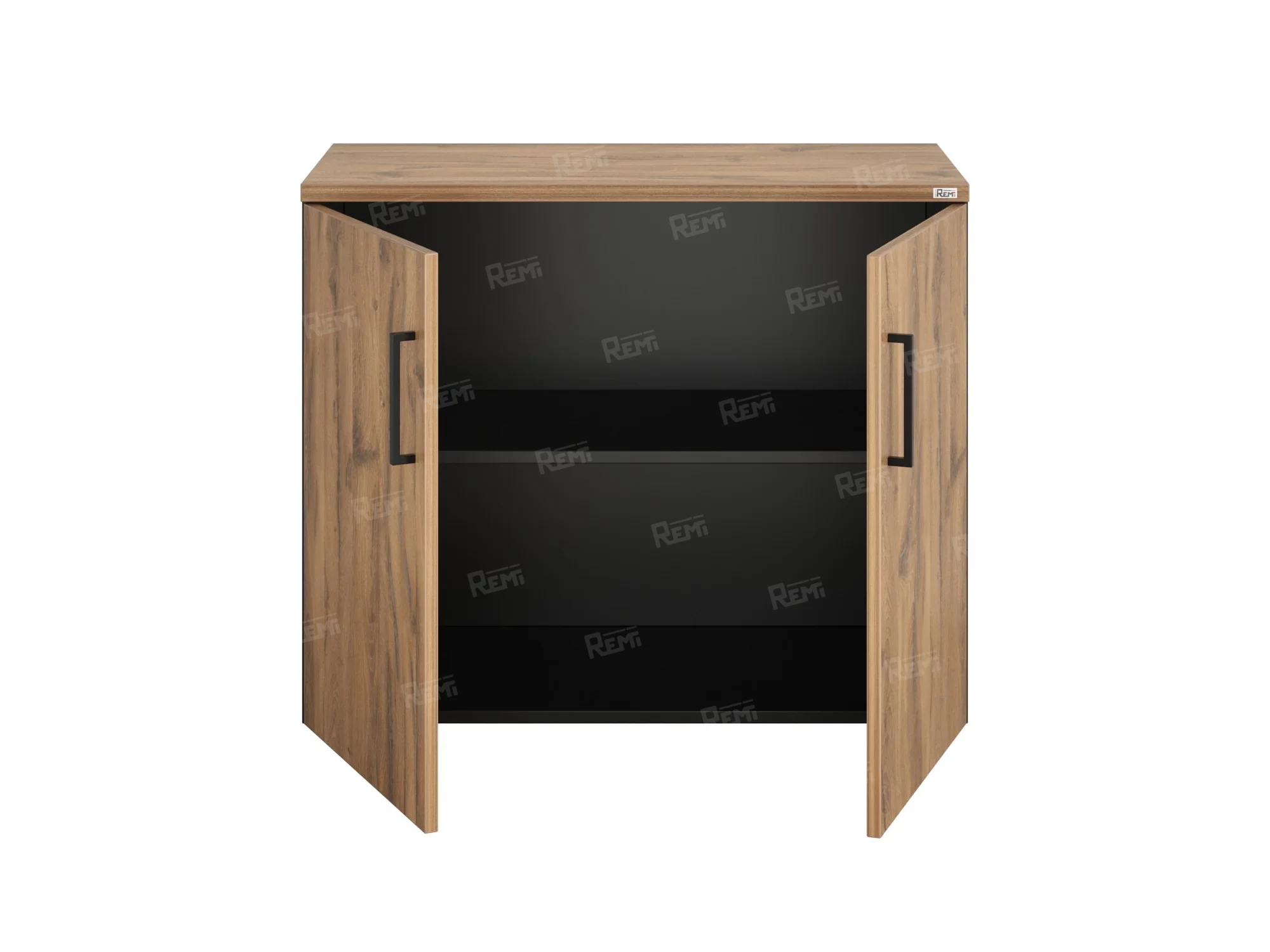 Шкаф низкий распашной, регулируемые опоры, 2 уровня 900x420x750 RM148-90x42 Дуб Юстус/Черный