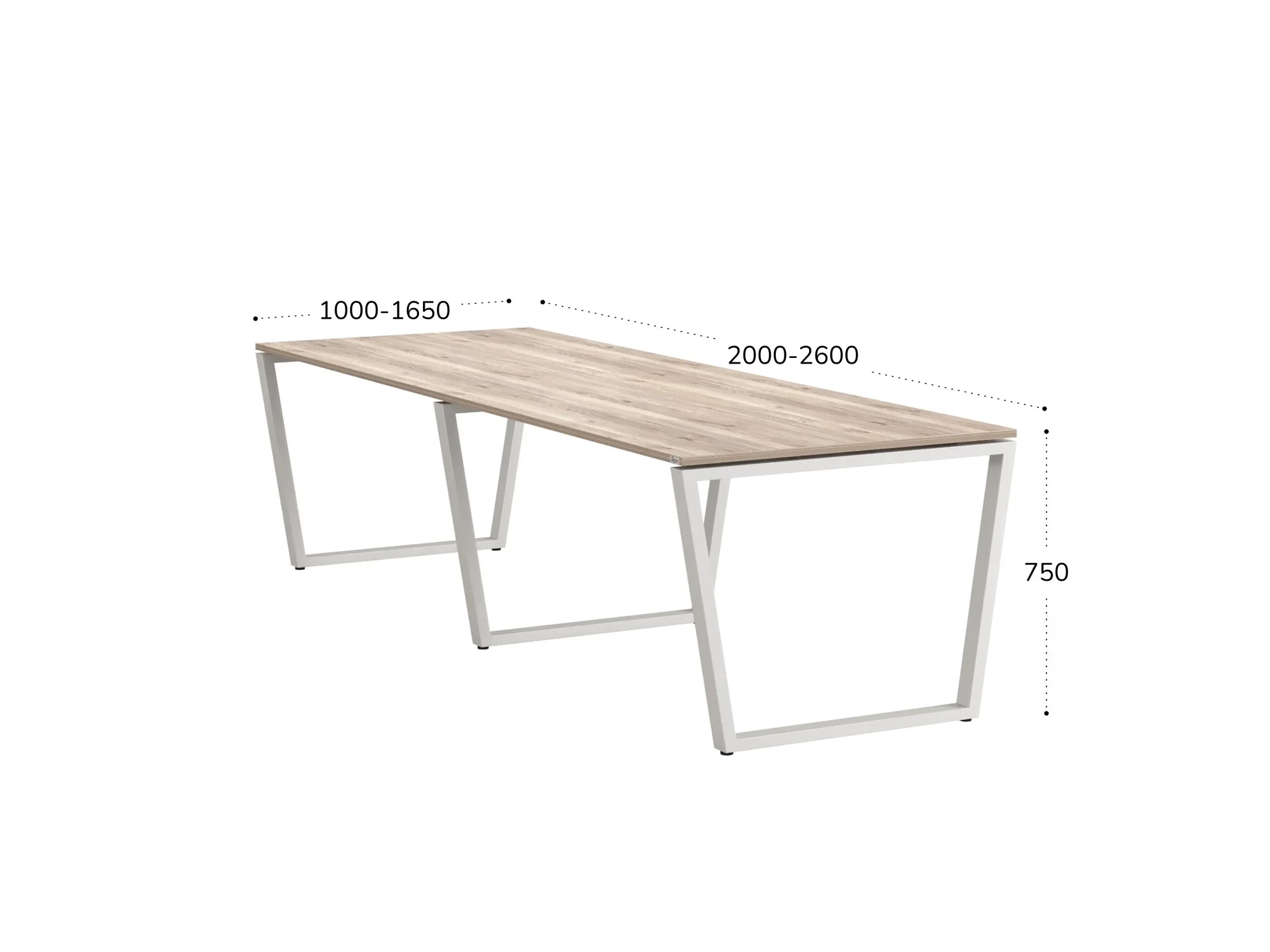 Cтол для переговоров, на V-обазном каркасе 2000x1450x750 RM082-200x145 Дуб Маувелла/Белый
