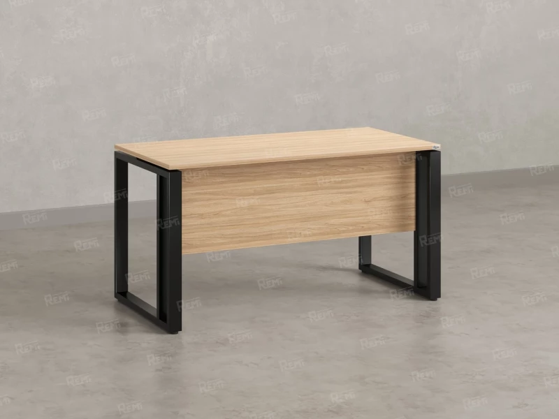 Стол прямой на О-образных опорах с экраном ЛДСП 1000x900x750 RM041-10x9 Вяз Швейцарский светлый/Черный