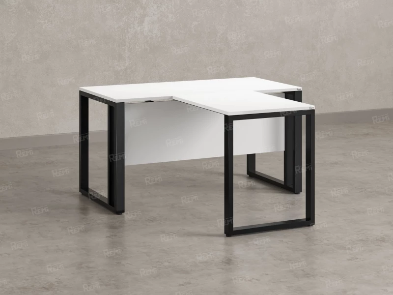 Стол с брифингом на О-образных опорах с экраном ЛДСП RM046-12x7 1200x1900x750 Белый/Черный