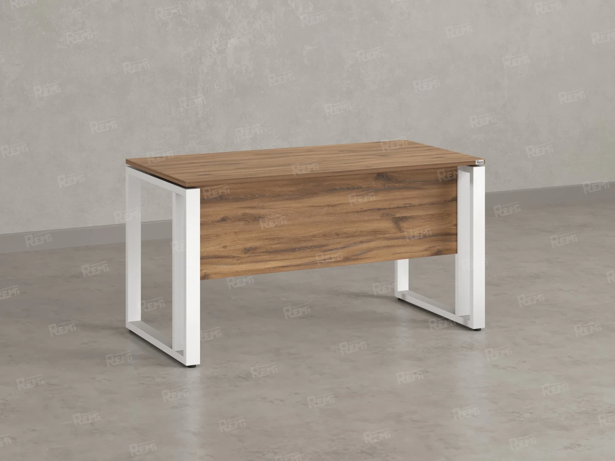 Стол прямой на О-образных опорах с экраном ЛДСП 2000x700x750 RM041-20x7 Юстус/Белый