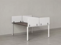 Бенч-система, 2 рабочих места, на П-образных опорах, 5 тканевых экрана 1400x1200x750 RM165-3-14x12 Дуб Апрельский шоколад/Белый