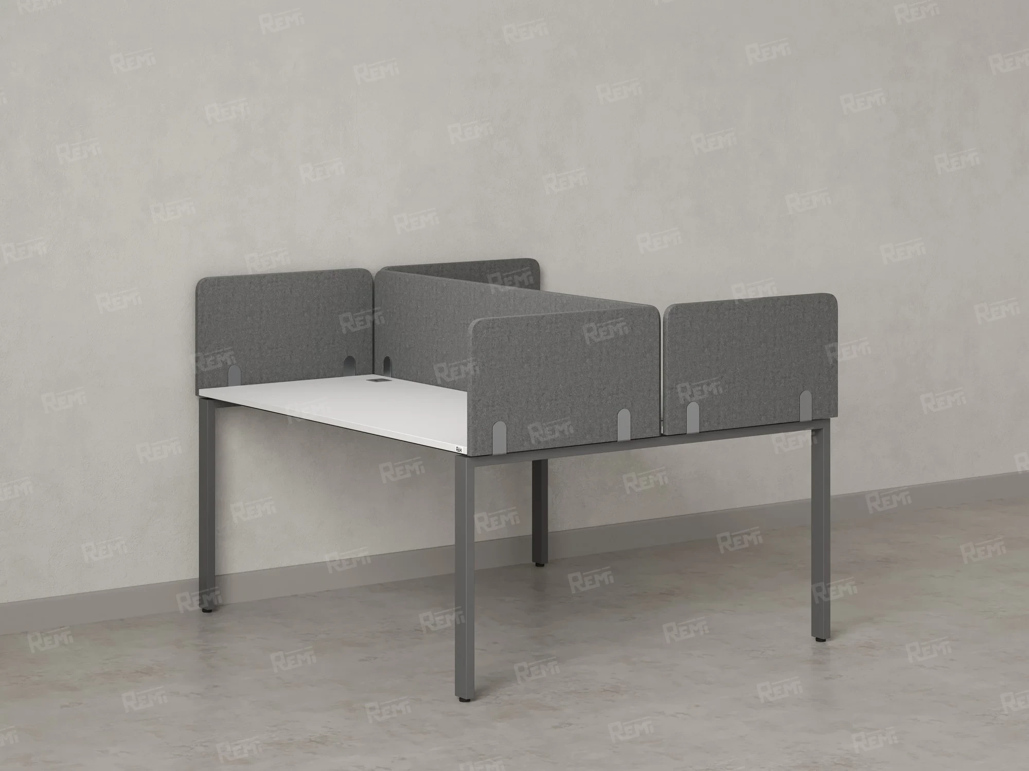 Бенч-система, 2 рабочих места, на П-образных опорах, 5 тканевых экрана 1800x1400x750 RM165-3-18x14 Белый/Серый