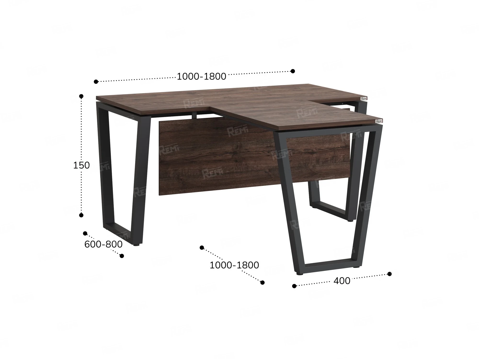 Стол с брифингом с парящей столешницей на U-образных опорах с экраном ЛДСП RM047-16x8 1600x2400x750 Дуб Апрельский шоколад/Серый