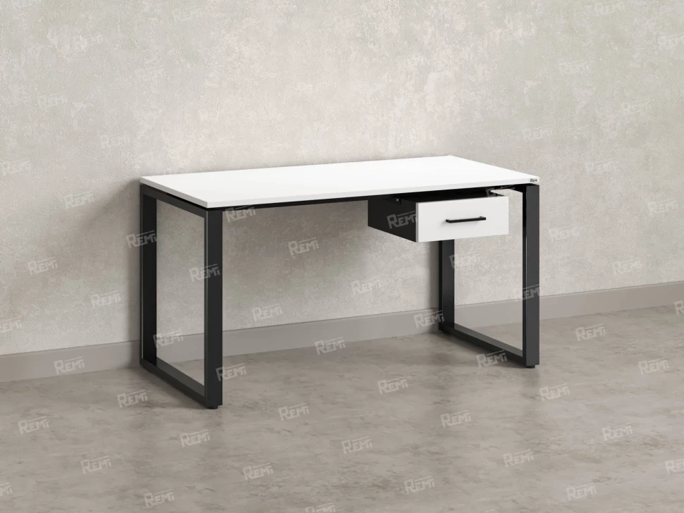 Стол прямой с подвесной тумбой, О-опора 1800x600x750 RM036-18x6 Белый/Черный