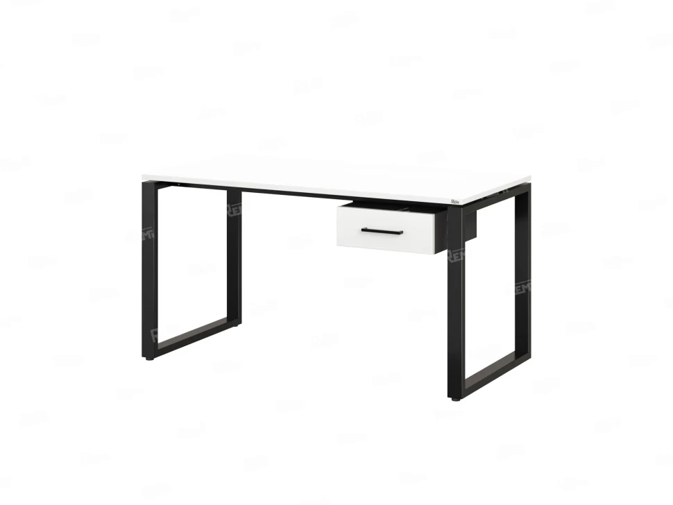 Стол прямой с подвесной тумбой, О-опора 1800x600x750 RM036-18x6 Белый/Черный