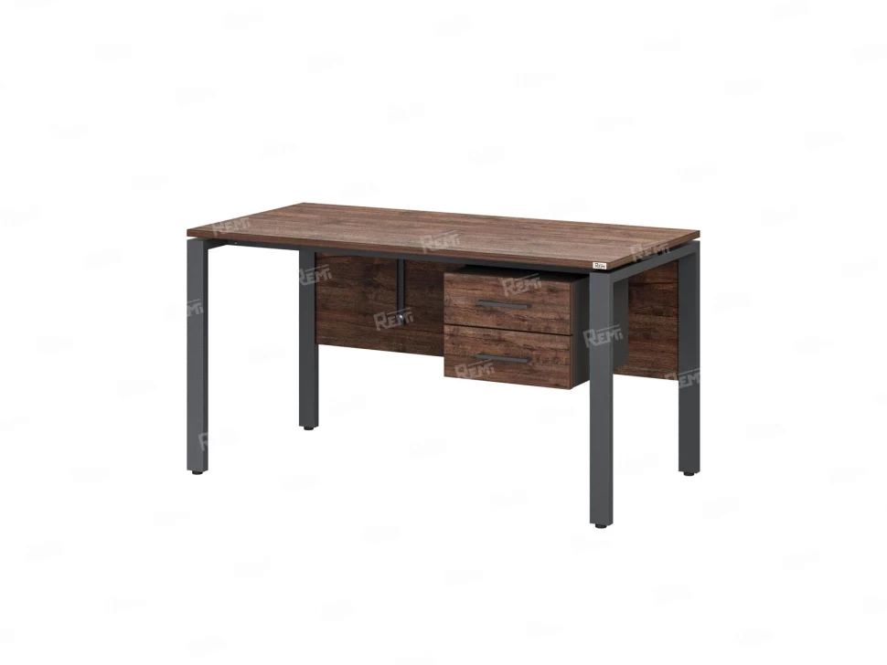 Стол прямой, подвесная тумба, ЛДСП экран, П-опора 1800x600x750 RM031-18x6 Дуб Апрельский шоколад/Серый