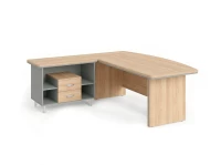 BRL RB070-200x200L Стол рук-ля угловой L с тумбой 2 ящика 2000х2000х760 Акация/Серый вулканический