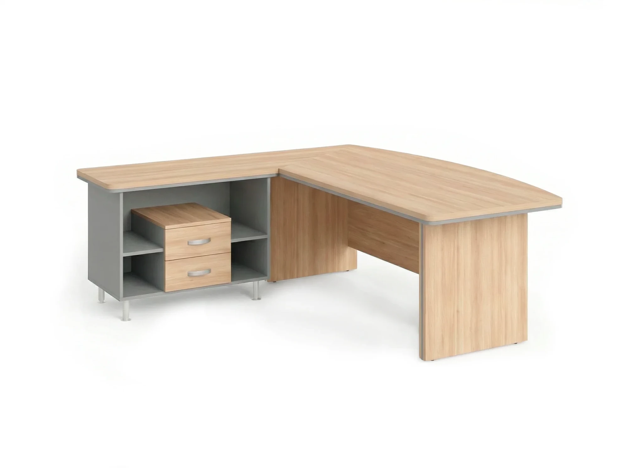 BRL RB070-200x200L Стол рук-ля угловой L с тумбой 2 ящика 2000х2000х760 Акация/Серый вулканический