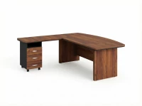 BRL RB071-160x200L Стол руководителя угловой L с тумбой 3 ящика 1600х2000х760 Орех Вармия/Черный
