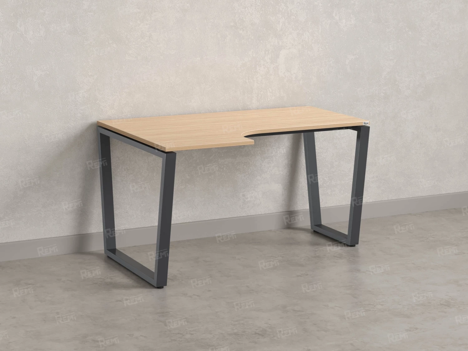 Стол угловой, U-опора, левый 1800x600/900x750, RM051-18x6-9 Вяз Швейцарский светлый/Серый