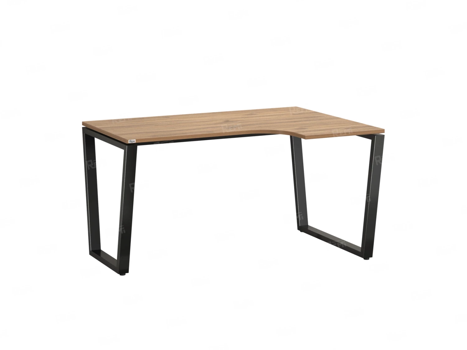Стол угловой, U-опора, правый 1400x800/1000x750, RM050-14x8-10 Дуб Юстус/Черный