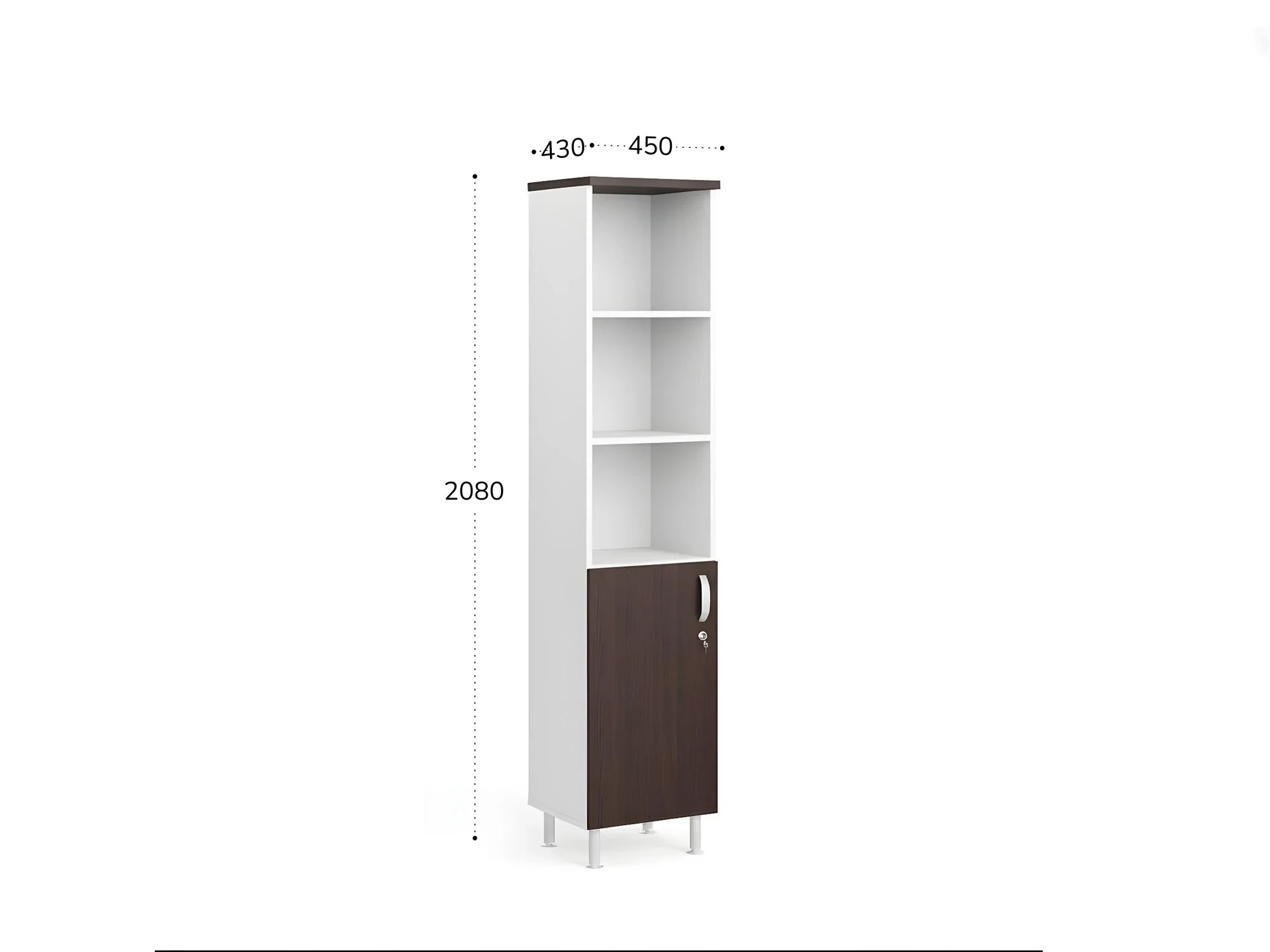 BRL RB059-45х43R Шкаф полуоткрытый 5 уровней правый 450х430х2080 Венге/Белый