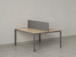 Бенч-система, 2 рабочих места, с одним тканевым экраном 1200x1400x750 RM165-1-12x14 Вяз Швейцарский светлый/Серый