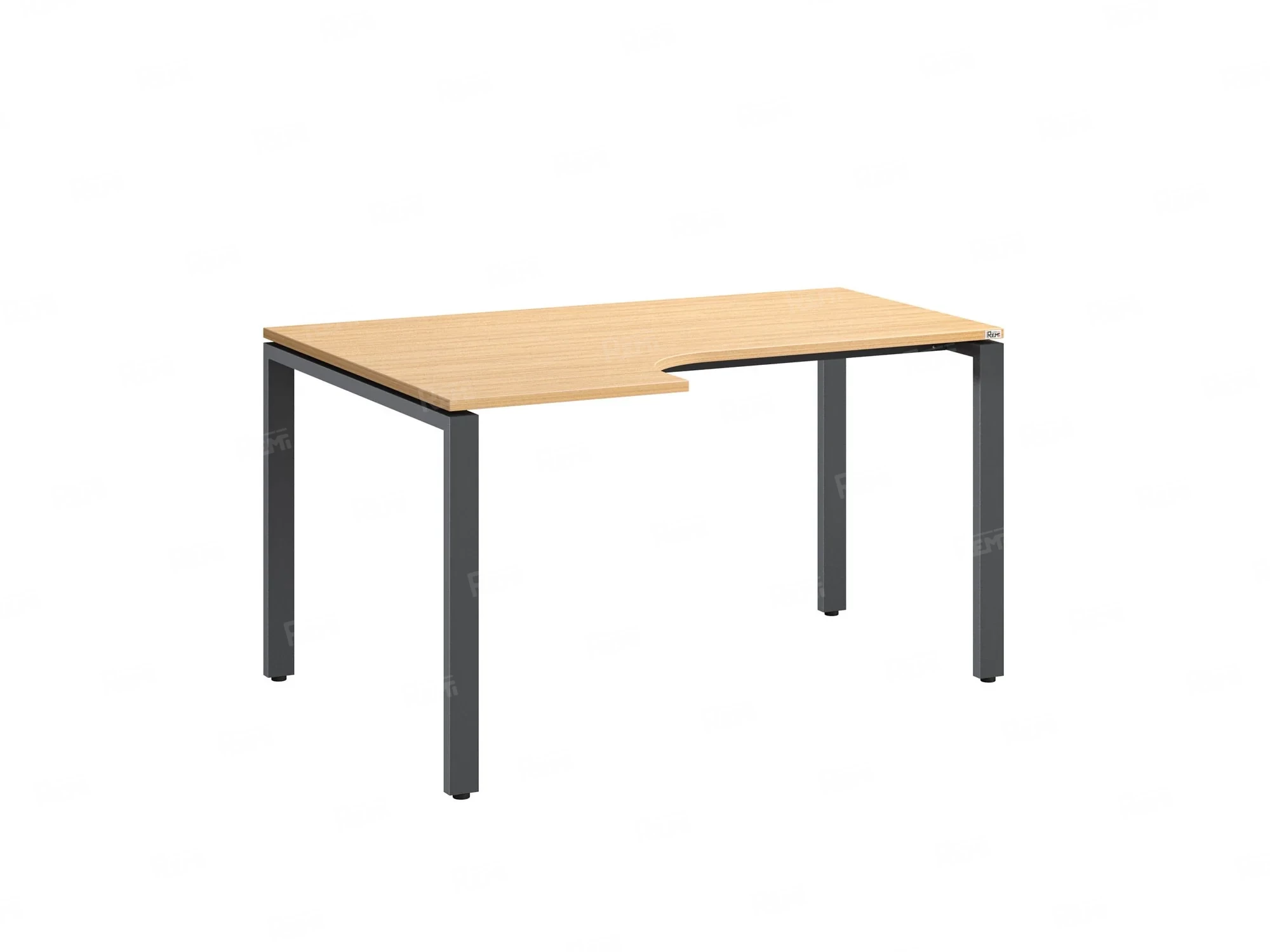 Стол угловой, П-опора, левый 1400x600/900x750, RM053-14x6-9 Вяз Швейцарский светлый/Серый