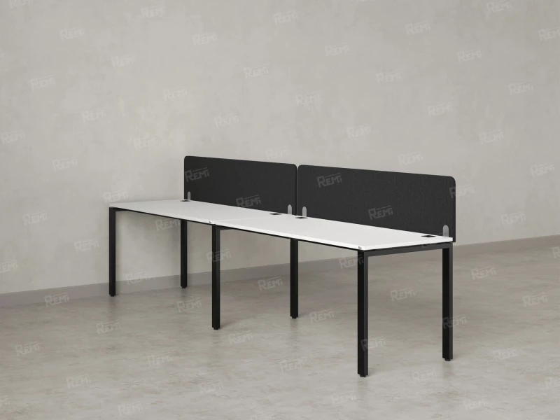 Бенч-система в 1 ряд, 2 рабочих места 2 тканевых экранов 2400x600x750 RM167-3-24x6 Белый/Черный