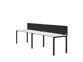 Бенч-система в 1 ряд, 2 рабочих места 2 тканевых экранов 2400x600x750 RM167-3-24x6 Белый/Черный