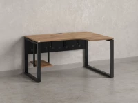Стол угловой, экран металл, О-опора, правый 1800x800/1000x750, RM057-18x8-10 Дуб Юстус/Черный