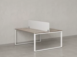 Бенч-система, 2 рабочих места, с одним тканевым экраном 1800x1200x750 RM169-1-18x12 Дуб Маувелла/Белый
