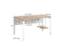 Стол угловой, экран металл, П-опора, левый 1600x700/900x750, RM059-16x7-9 Дуб Маувелла/Белый