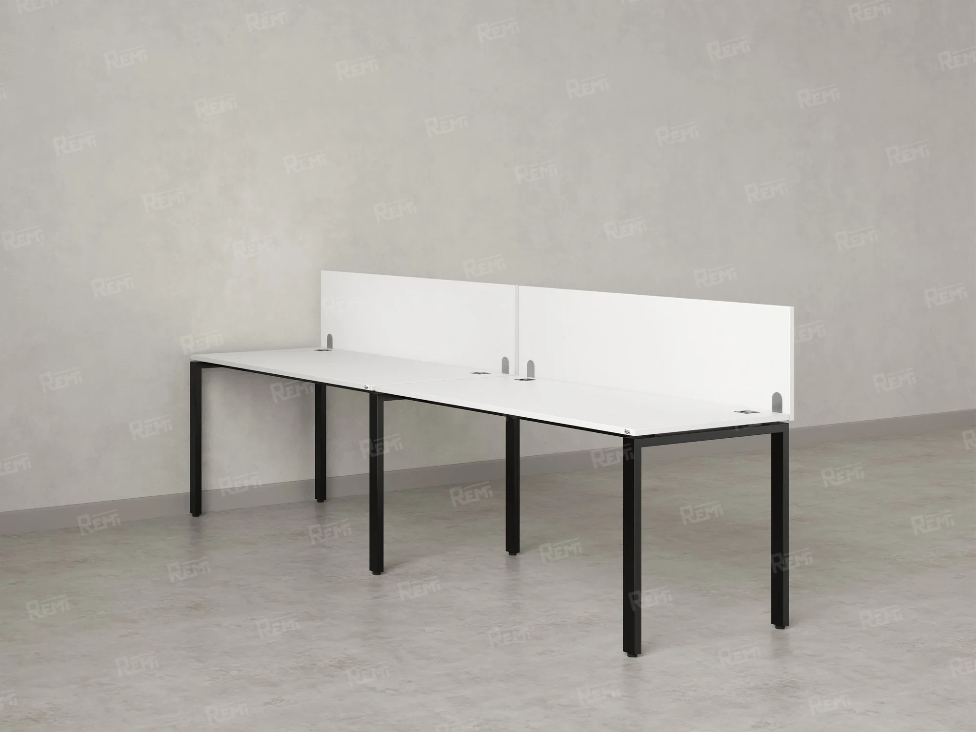 Бенч-система в 1 ряд, 2 рабочих места 2 ЛДСП экранов 2700x800x750 RM167-4-27x8 Белый/Черный