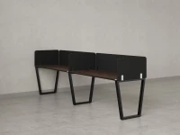 Бенч-система в 1 ряд, 2 рабочих места 5 тканевых экранов 2700x600x750 RM174-1-27x6 Дуб Апрельский шоколад/Черный