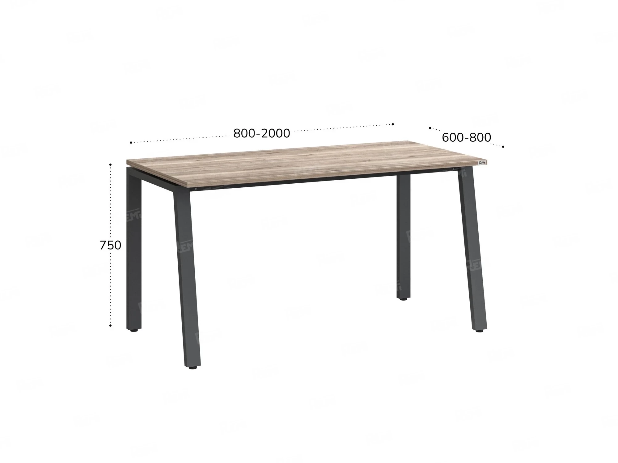 Стол прямой на Л-образных опорах 800x700x750 RM004-8x7 Дуб Маувелла/Серый