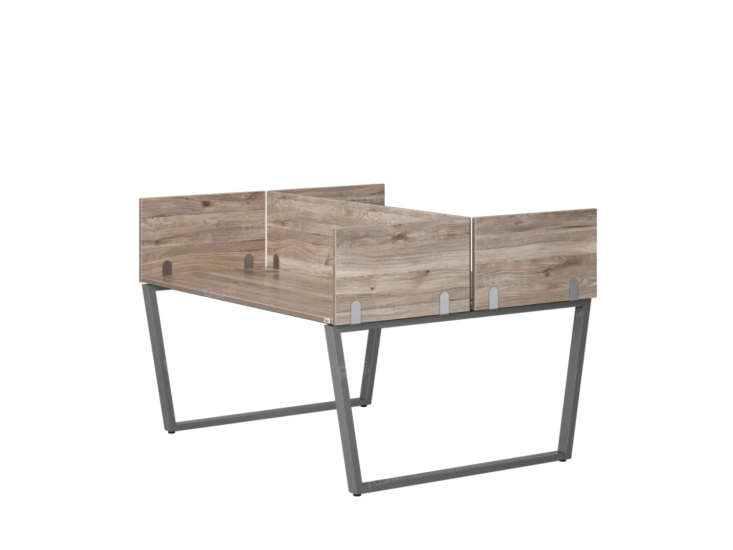 Бенч-система, 2 рабочих места, 5 ЛДСП экранов 1400x1400x750 RM172-4-14x14 Дуб Маувелла/Серый