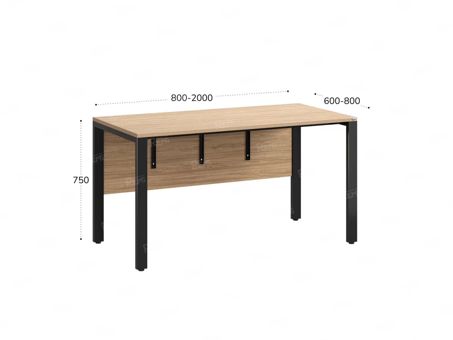 Стол прямой на П-образных опорах, экран ЛДСП 1200x600x750 RM005-12x6 Вяз Швейцарский светлый/Черный