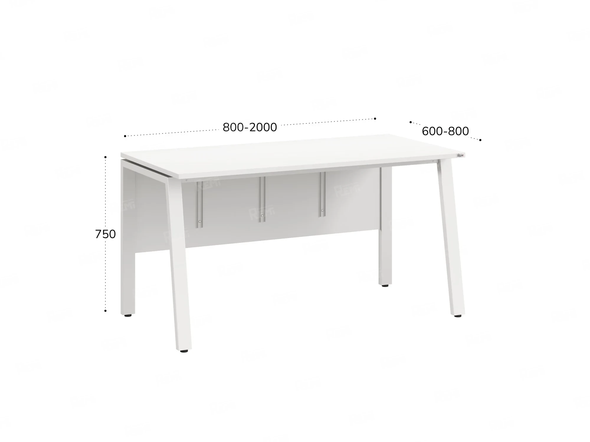 Стол прямой, Л-опора, экран ЛДСП,парящая стол-ца 1600x600x750 RM009-16x6 Белый/Белый