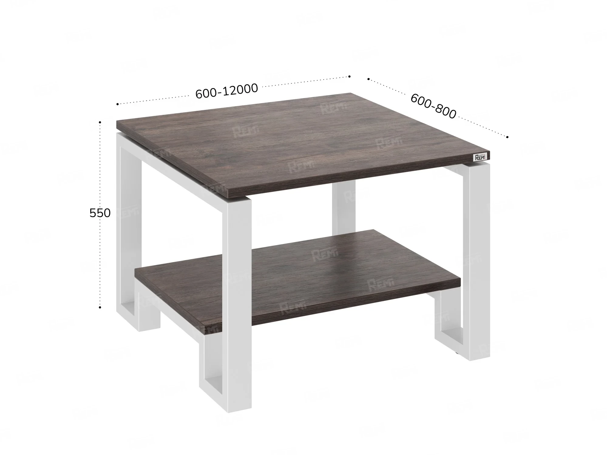 Журнальный стол с полкой 600x700x550 RM181-6x7 Дуб Апрельский шоколад/Белый