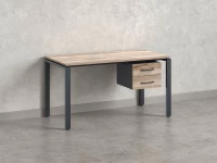 Стол прямой с подвесной тумбой 2 ящика, П-опора 1600x600x750 RM039-16x6 Дуб Маувелла/Серый