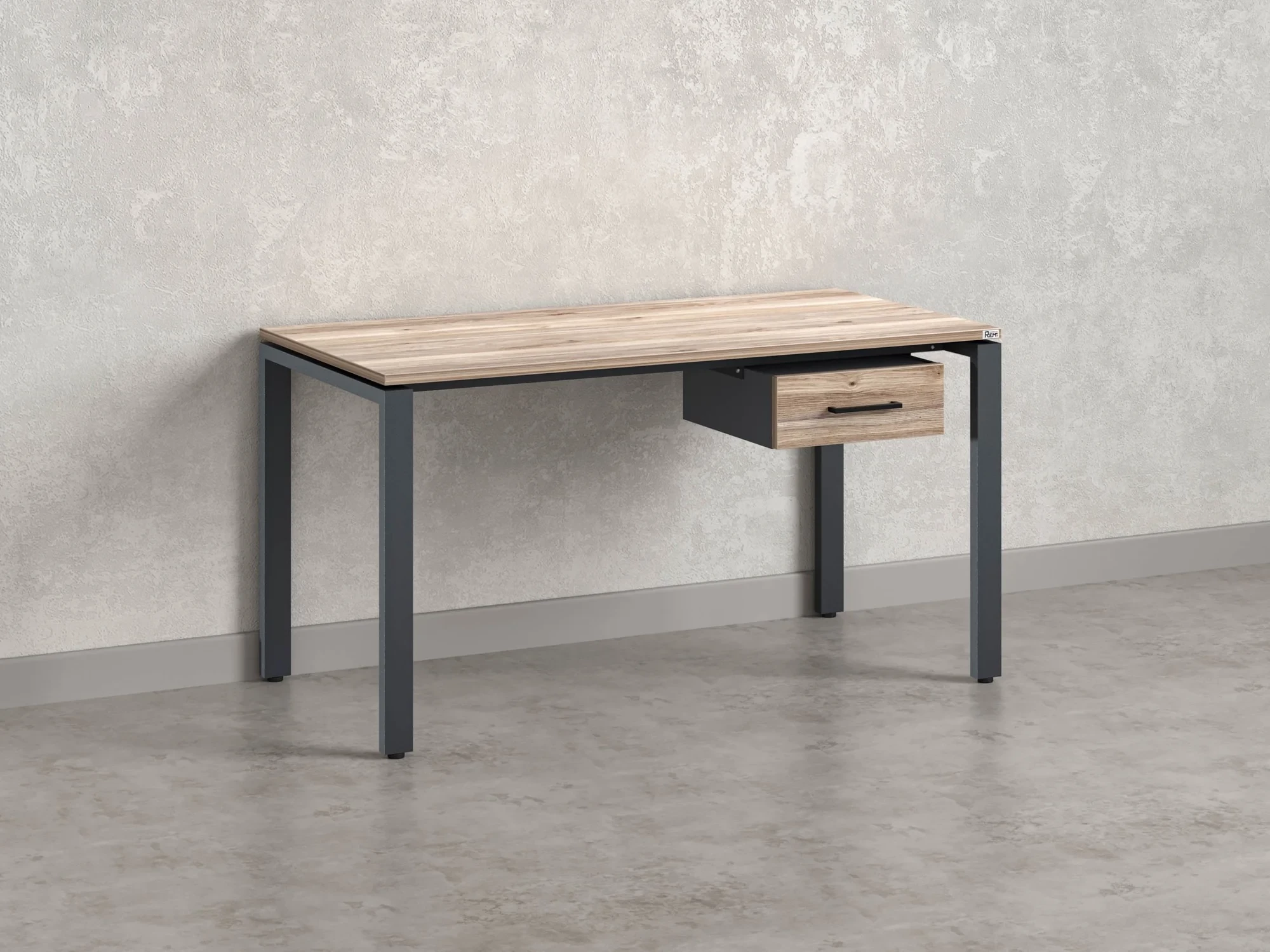Стол прямой с подвесной тумбой, П-опора 1600x800x750 RM038-16x8 Дуб Маувелла/Серый