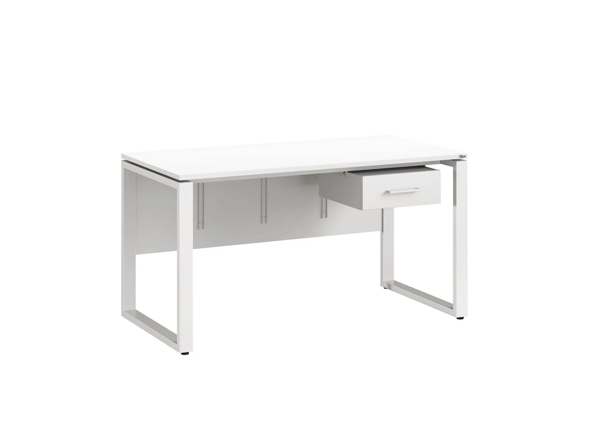 Стол прямой, подвесная тумба, ЛДСП экран, О-опора 2000x800x750 RM032-20x8 Белый/Белый