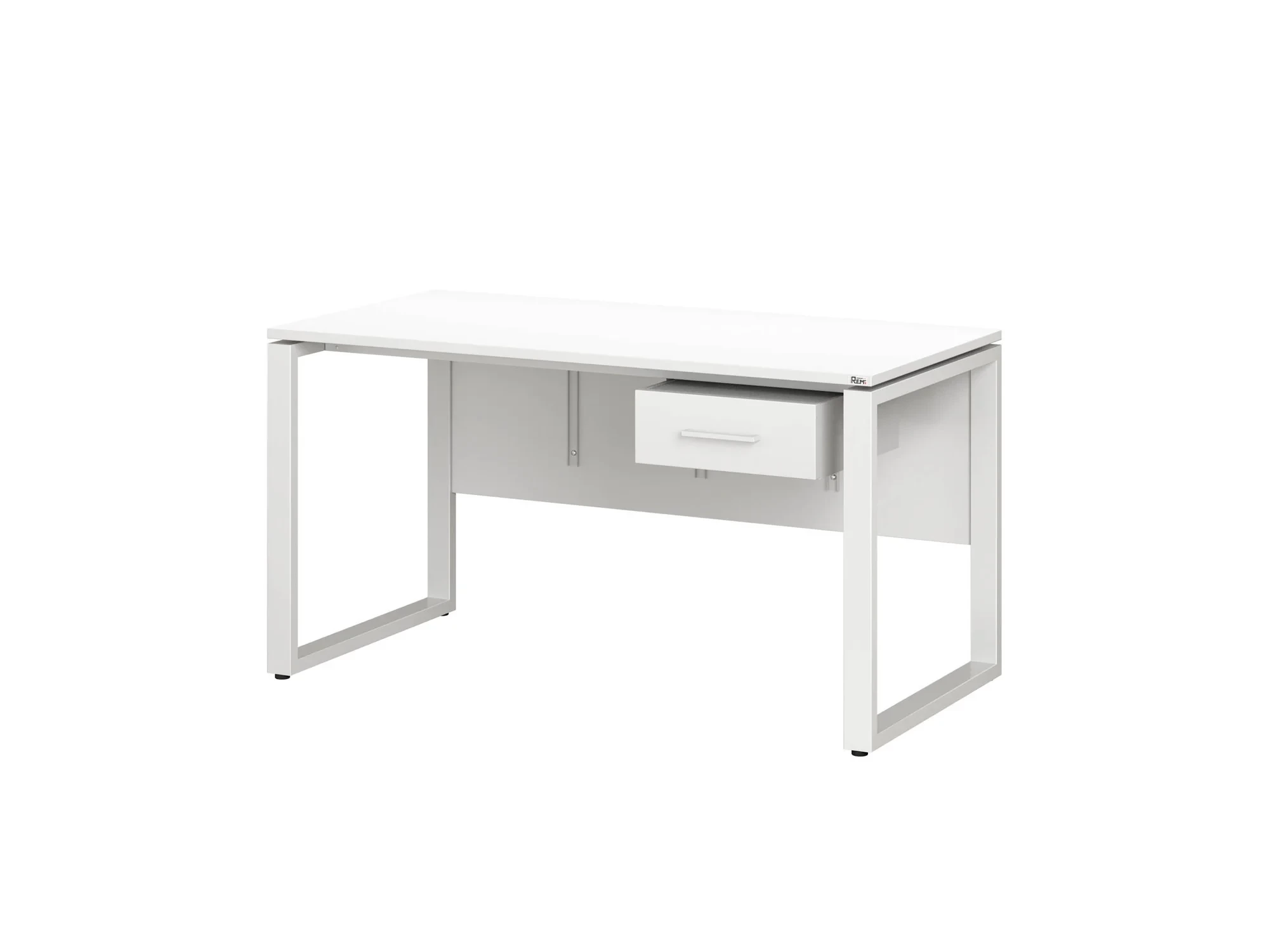 Стол прямой, подвесная тумба, ЛДСП экран, О-опора 2000x800x750 RM032-20x8 Белый/Белый