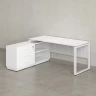 Стол прямой с тумбой L, ЛДСП экран, О-опора 2000x600x750 RM013L-20x6 Белый/Белый