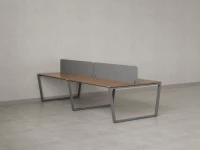 Бенч-система, 4 рабочих места, на U-образных опорах, 2 тканевых экранов 3200x1200x750 RM173-3-16x12 Дуб Юстус/Серый