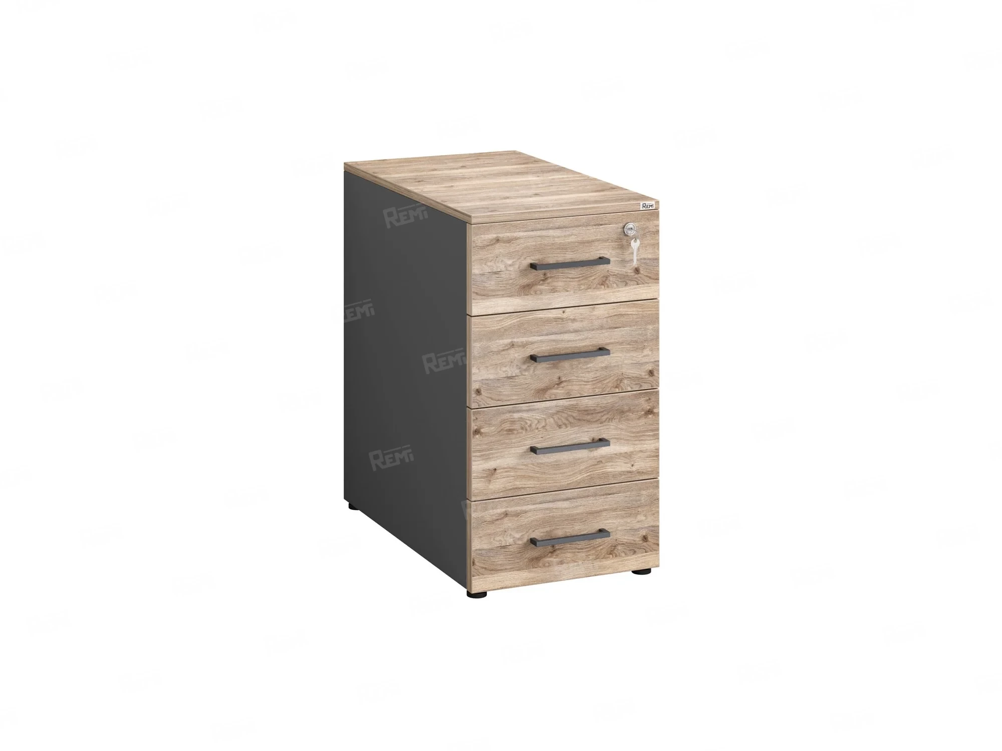 Тумба приставная, 4 ящика 400x800x750 RM121-40x80 Дуб Маувелла/Серый