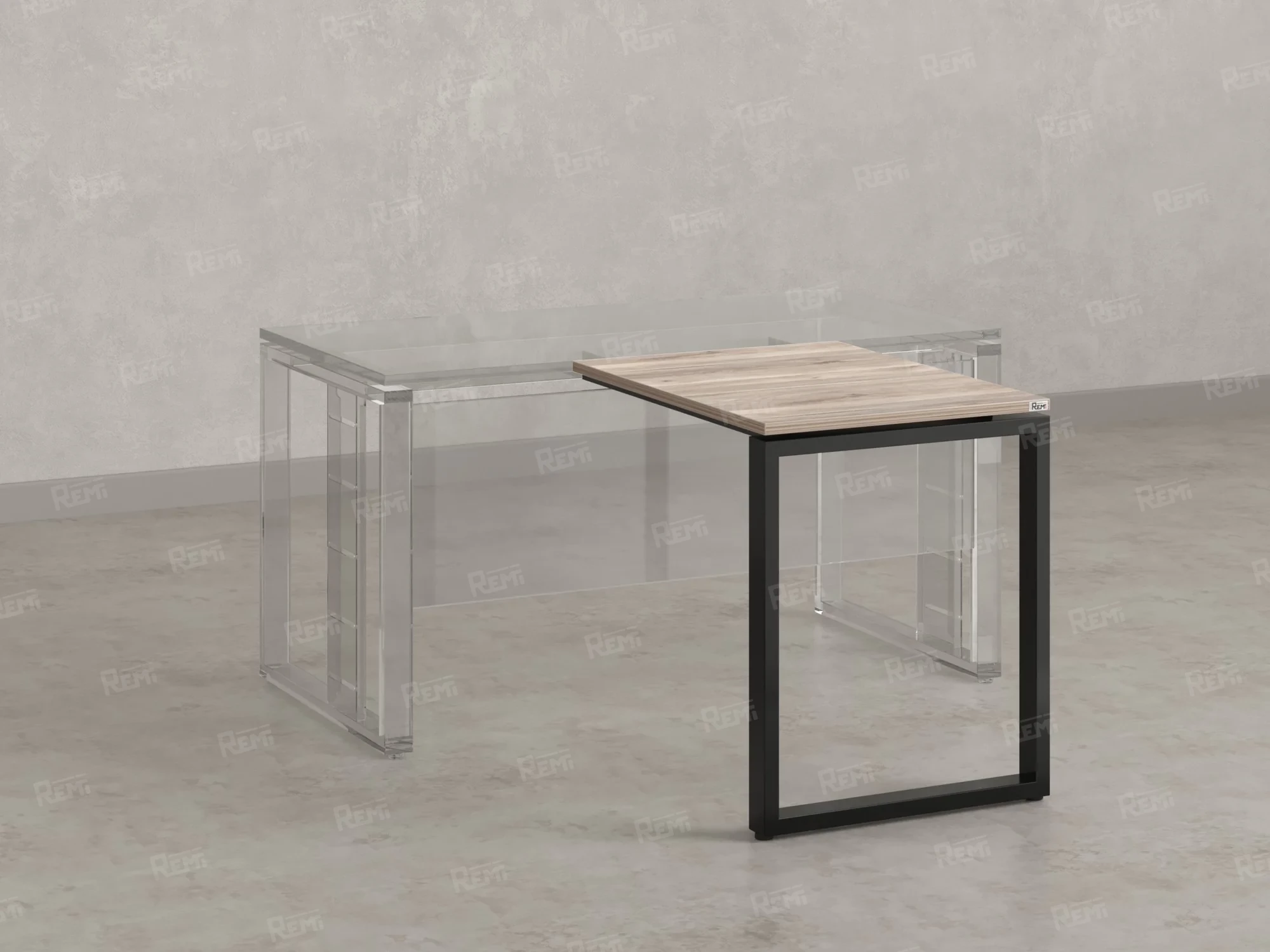 Брифинг прямой, с парящей столешнецей, на О-образном каркасе 1300x800x750 RM072-13x8 Дуб Маувелла/Черный