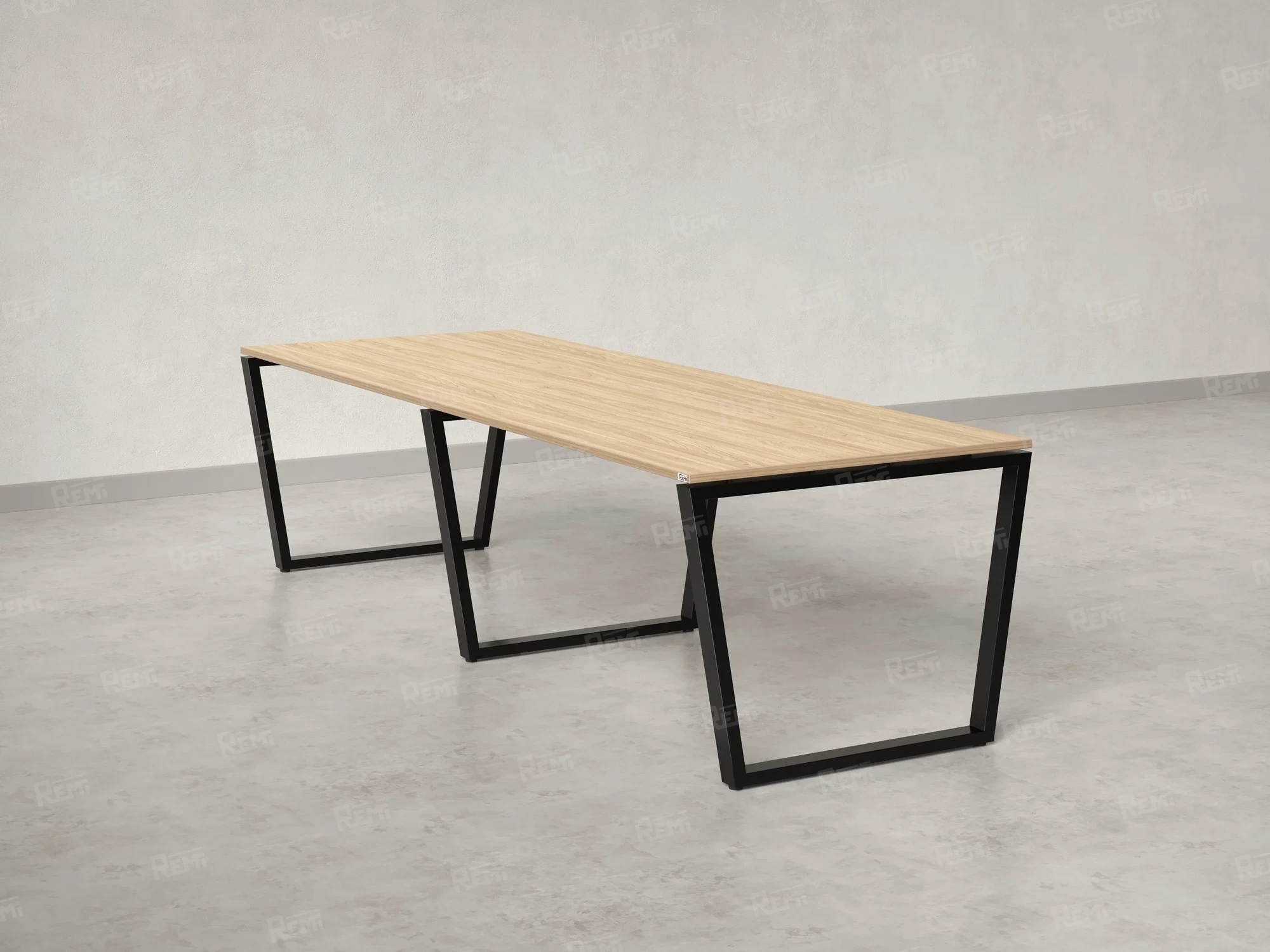 Cтол для переговоров, на V-обазном каркасе 2400x1400x750 RM082-240x140 Вяз Швейцарский светлый/Черный