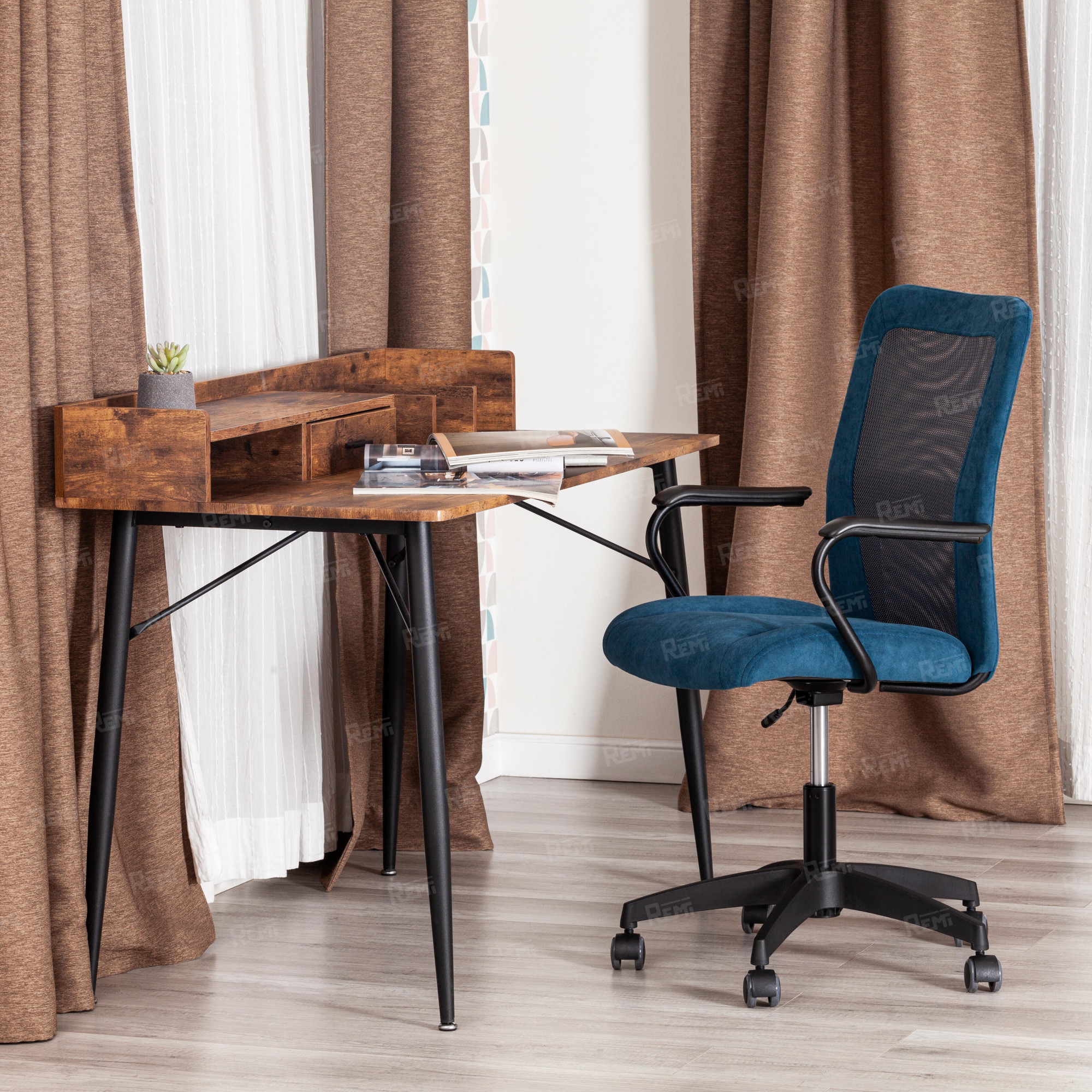 Кресло STAFF Серый/Синий, Флок (арт. 21452)