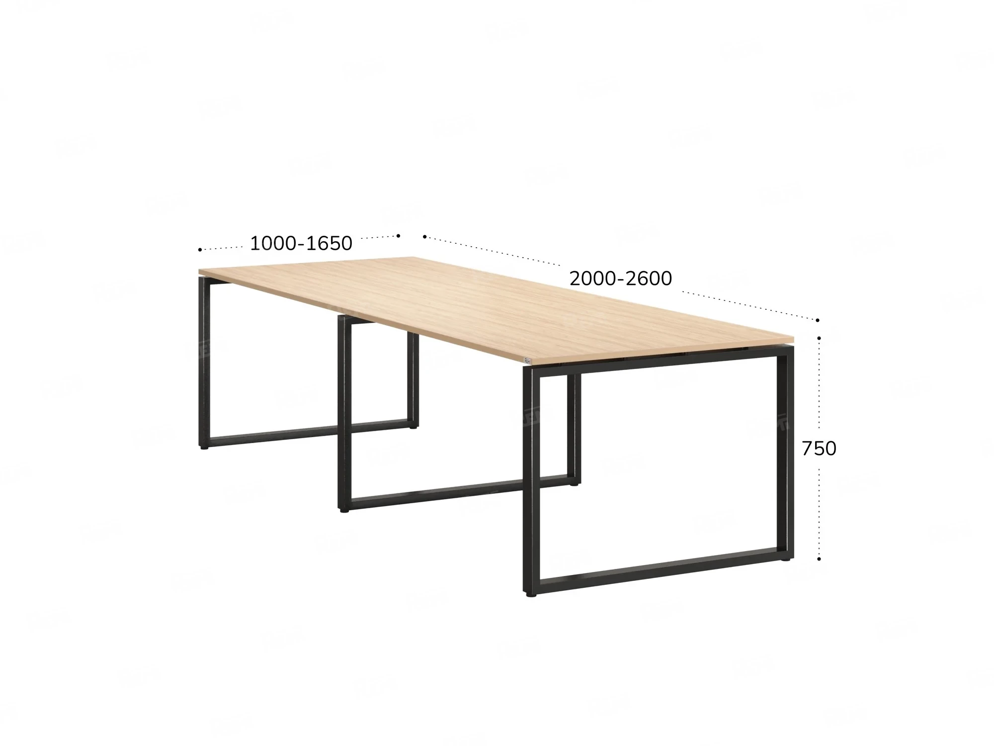 Cтол для переговоров, на О-обазном каркасе 2500x1200x750 RM081-250x120 Вяз Швейцарский светлый/Черный