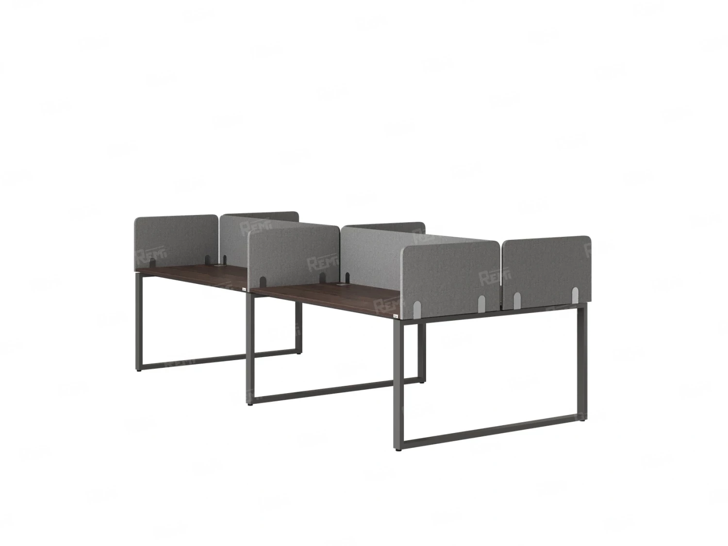 Бенч-система, 4 рабочих места, на О-образных опорах, 8 тканевых экранов 2000x1400x750 RM170-1-10x14 Дуб Апрельский шоколад/Серый