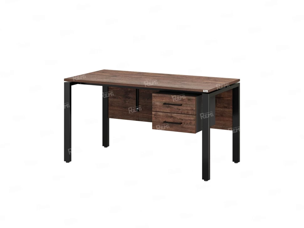 Стол прямой, подвесная тумба, ЛДСП экран, П-опора 1800x600x750 RM031-18x6 Дуб Апрельский шоколад/Черный